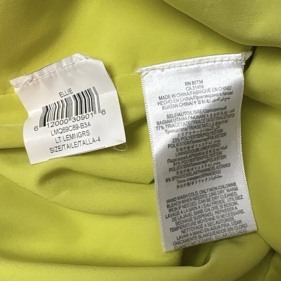 BCBG MaxAzria Ellie Cowl Draped Low Open Back Dress Lemongrass Yellow Size 4 - Picture 8 of 10
